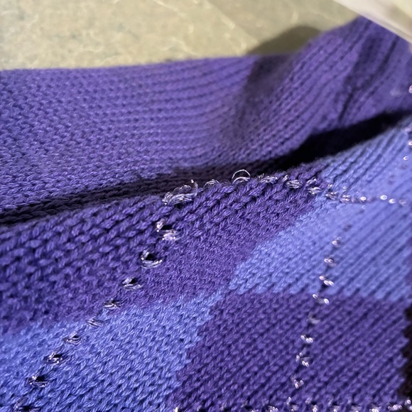 Petite Sophisticate Purple Argyle Sweater With Shimmer Literary Chic - Picture 11 of 13